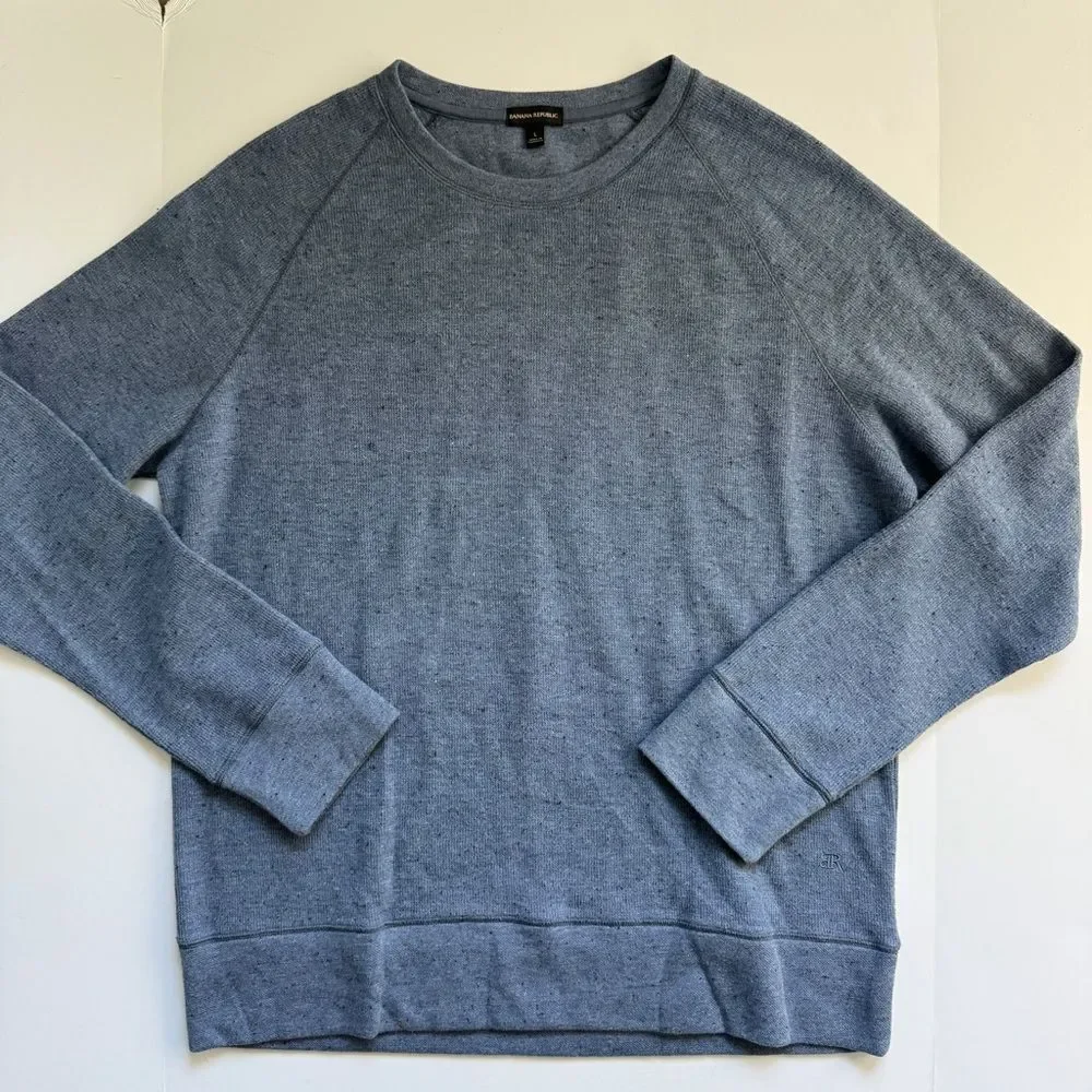 Banana Republic #1526438 Men’s Waffle Crew Sweatshirt Blue Size Large NWOT